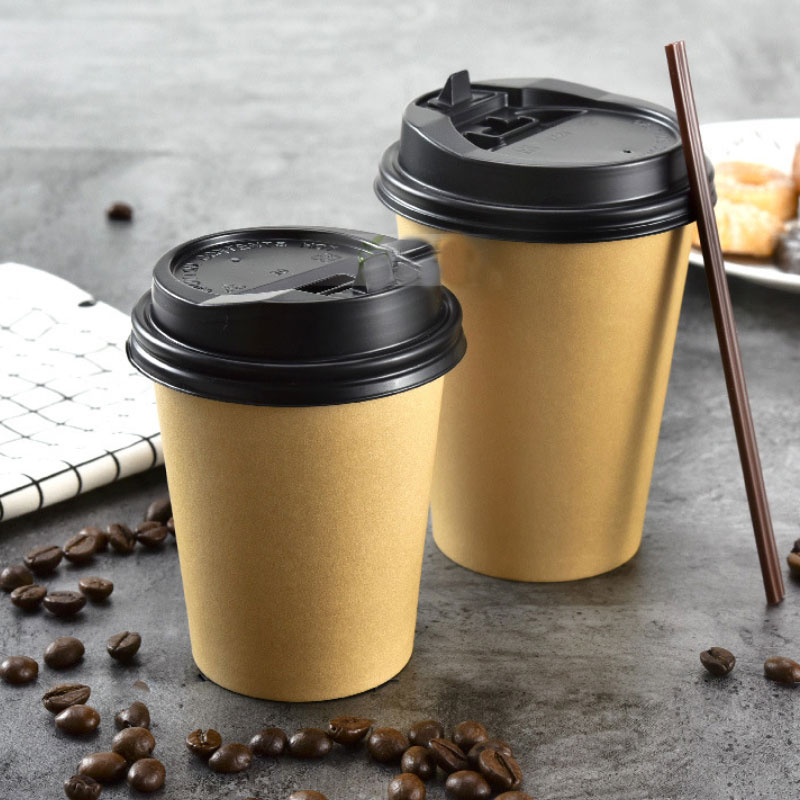 Cupa de hârtie Kraft de unică folosință cu capac